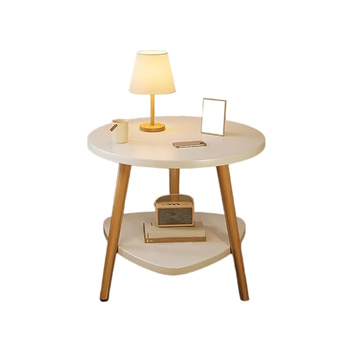 Moderner Beistelltisch Couch, Couchtisch Rund Klein, Nachttisch Aus Holz, Mit Doppelschichtiger Holzplatte, Wasserfest Und Schmutzabweisend, Für Schlafzimmer, Büro Und Arbeitszimmer(C,40X40X50CM) von JinZao