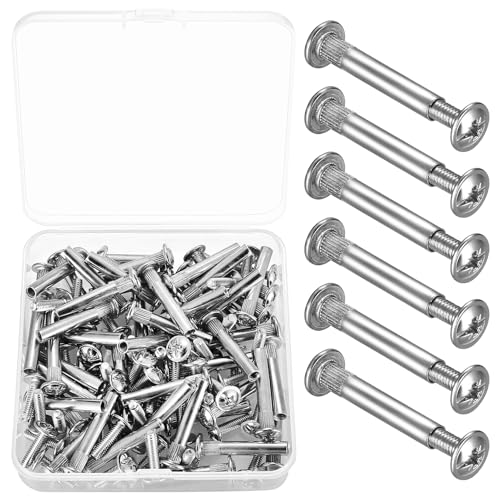 M4 x 31-40 mm Möbelverbinder Möbelschrauben, 100 Stük/50 Set Schrankverbinder Verbindungsschraube mit Hülsenschrauben, vernickelt Möbel Schrauben Zum Verbinden von Möbeln Schrank von JinZeYou