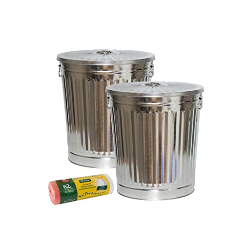 Jinfa 2er-Set Retrodesign Mülleimer mit Griffen und Deckel + 30 Müllbeutel | Zink | 62L Jinfa 2er-Set Retrodesign Mülleimer mit Griffen und Deckel + 30 Müllbeutel | Zink | 62L von Jinfa