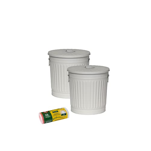 Jinfa 2er-Set Retrodesign Mülleimer mit Griffen und Deckel + 50 Müllbeutel | Grau | 18L Jinfa 2er-Set Retrodesign Mülleimer mit Griffen und Deckel + 50 Müllbeutel | Grau | 18L von Jinfa