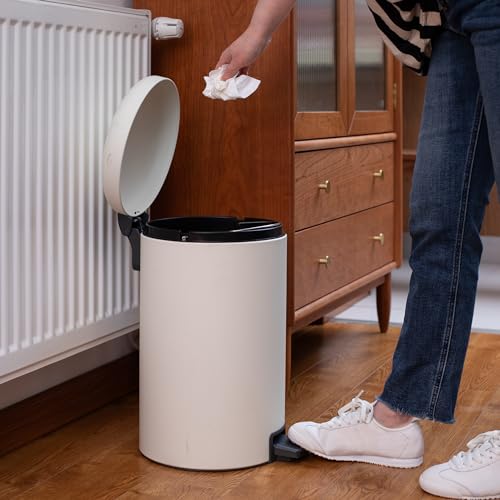 Jinfa 2er-Set geruchsdichter Mülleimer mit Absenkautomatik Treteimer aus Metal Tretmülleimer mit Fußpedal | Cremeweiß | 12L Jinfa 2er-Set geruchsdichter Mülleimer mit Absenkautomatik Treteimer aus Metal Tretmülleimer mit Fußpedal | Cremeweiß | 12L von Jinfa