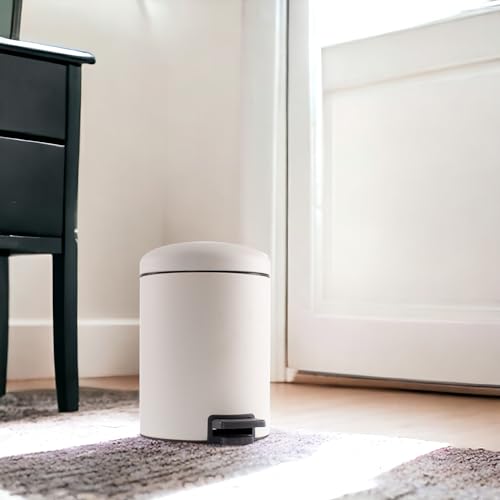 Jinfa 2er-Set kleiner Mülleimer Tretmülleimer mit Absenkautomatik Treteimer aus Metal mit Fußpedal | Cremeweiß | 5L Jinfa 2er-Set kleiner Mülleimer Tretmülleimer mit Absenkautomatik Treteimer aus Metal mit Fußpedal | Cremeweiß | 5L von Jinfa