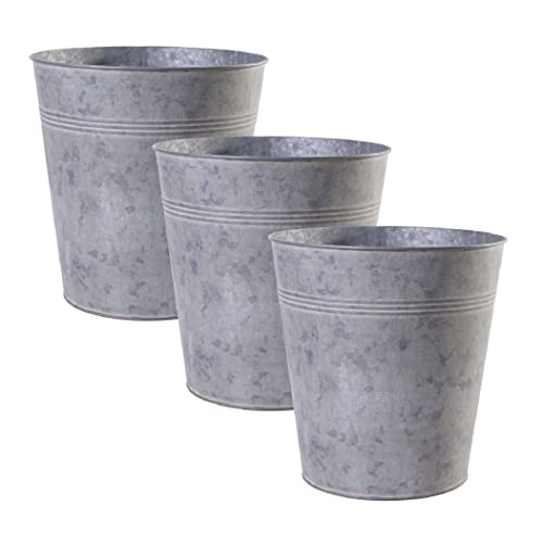 Jinfa 3er Set Blumentöpfe Blech Zink Metall Pflanztopf Übertopf Vase Balkon Garten | Größe: XL | Ø 24 cm x H 25 cm | 7,7L von Jinfa