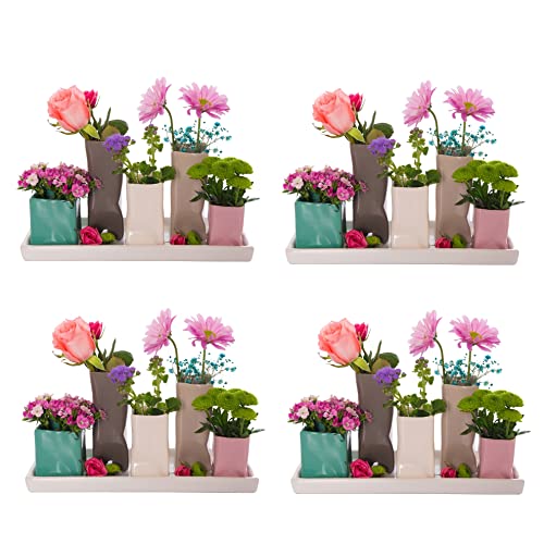 Jinfa 4 Set Handgefertigte kleine Keramik Deko Blumenvasen Set aus 5 Vasen in bunt Jinfa 4 Set Handgefertigte kleine Keramik Deko Blumenvasen Set aus 5 Vasen in bunt von Jinfa