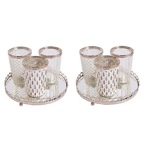 Jinfa 6er-Set Windlichter Teelichtglas mit 2 Spiegelplatten Teelichthalter Kerzenglas Kerzentablett | Antikweiß Jinfa 6er-Set Windlichter Teelichtglas mit 2 Spiegelplatten Teelichthalter Kerzenglas Kerzentablett | Antikweiß von Jinfa