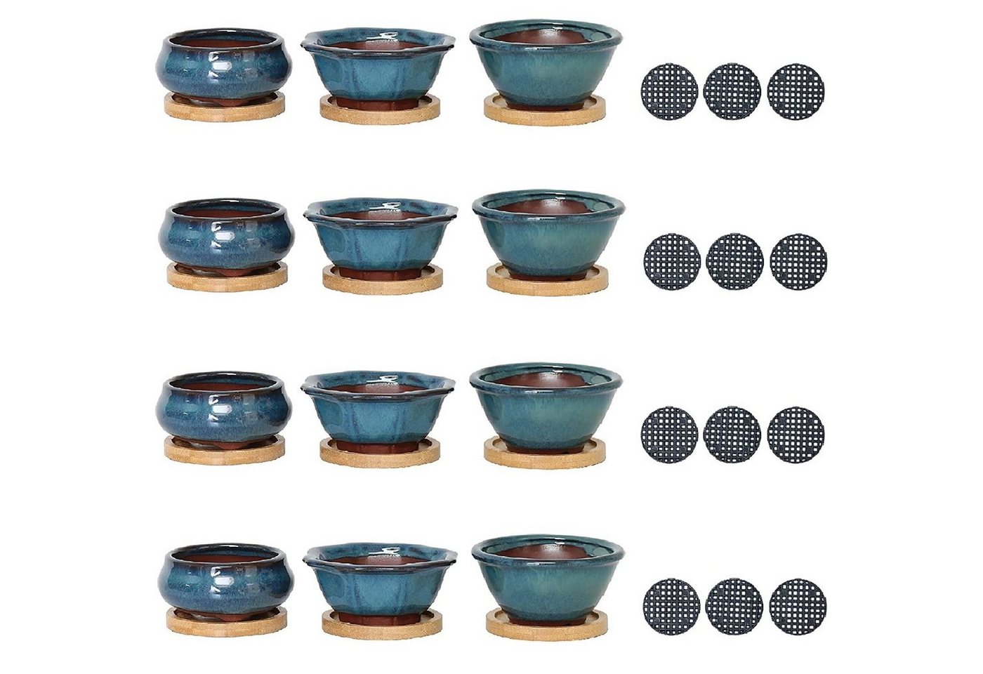 Jinfa Dekovase Jinfa Keramik-Bonsai-Töpfen in Mix Form mit Entwässerungslöchern von Jinfa