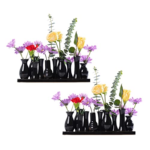 Jinfa Handgefertigte kleine Keramik Deko Blumenvasen Set aus 10 Vasen in schwarz (2 Set) von Jinfa