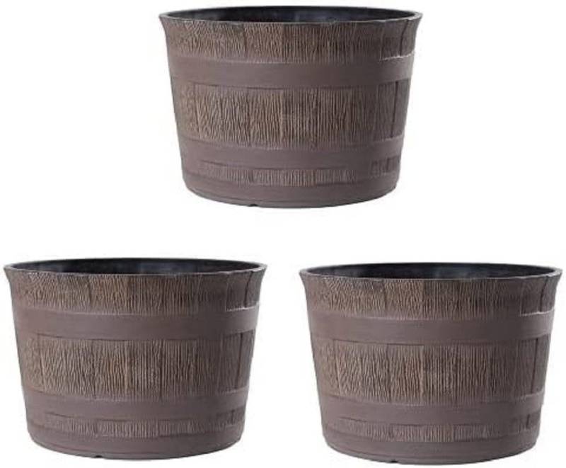 Jinfa Pflanzkübel aus Kunststoff Miniteich Weinfassoptik Blumenöpfe, 1, 3, 6 Stück (3 St) von Jinfa