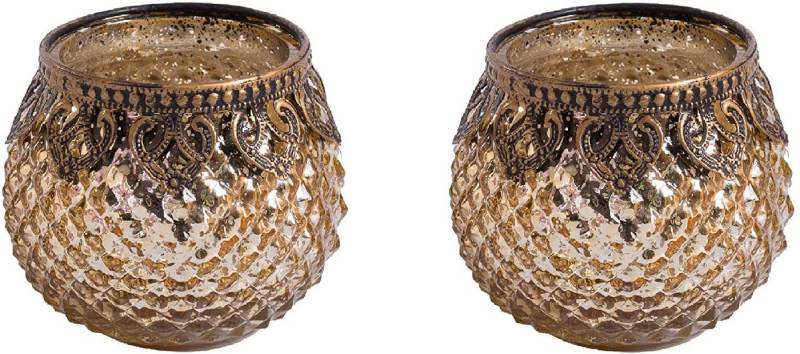 Jinfa Teelichthalter Jinfa® 2er Set Windlichter in Gold, Silber, Rot von Jinfa