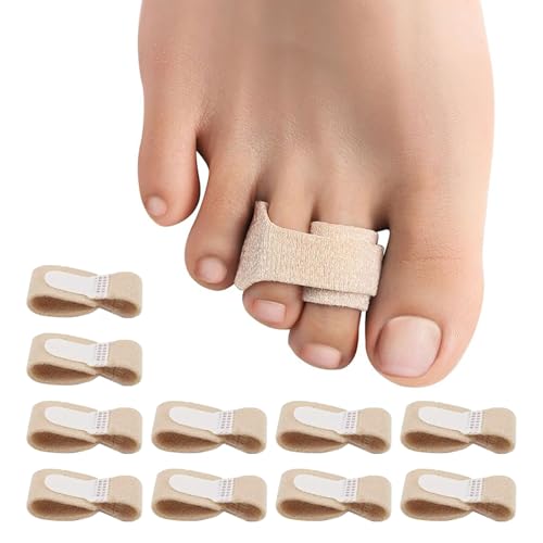 10 Pack Hammerzehenbandage – Weiche Zehenbandage zur Korrektur von Hammerzehen, Einstellbare Zehenschiene für Schmerz und Drucklinderung, Verschiedene Größen für optimalen Sitz (Groß(L)) von Jinfanshurich