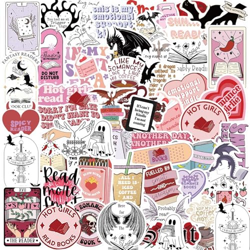 104 Stück Bookish Sticker, Wasserfeste Sticker Aesthetic Bookish, Dark Romance Aufkleber Bookish Stuff für Buchliebhaber Geschenke, Bookish Aufkleber für Laptops, Skateboards, Wasserflaschen von Jinfanshurich