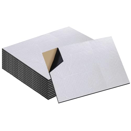 Dämmmatte Auto,12 pcs Schallschutzmatte Isolierung, 400x250x5mm Alubutyl Auto Dämmung Matte Schaumstoff, Selbstklebende , Feuerfest, Feuchtigkeitsfest, Wasserdicht von Jinfanshurich