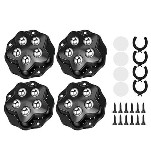 4 Stück Kugelrollen, Schwerlast Möbelroller, Flach Schwerlast 360 Grad Rollen mit 5 Stahlkugeln und Bremse, Tragfähigkeit 200kg für den Transport von Möbeln, Waren Möbel-Rollen (4) von Jinfanshurich