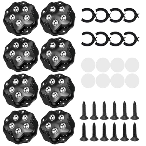 8 Stück Kugelrollen, Schwerlast Möbelroller, Flach Schwerlast 360 Grad Rollen mit 5 Stahlkugeln und Bremse, Tragfähigkeit 200kg für den Transport von Möbeln, Waren Möbel-Rollen (8) von Jinfanshurich