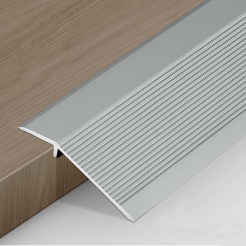 Jinfanshurich Aluminium-Bodenübergangsstreifen, 0,9m x 10cm Selbstklebendes Übergangsprofil mit Höhenausgleich 8-40 mm, Bodenübergangsleiste für Laminat, Fliesen, Holz, Türschwellenrampe (Silber) von Jinfanshurich