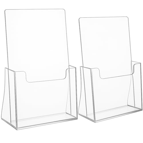 Jinfanshurich Flyerständer A4 2er Set, transparenter Prospekthalter aus Acryl, Flyer Aufsteller für Tisch & Theke, ideal für Broschüren, Menüs & Werbung (A4-2) von Jinfanshurich