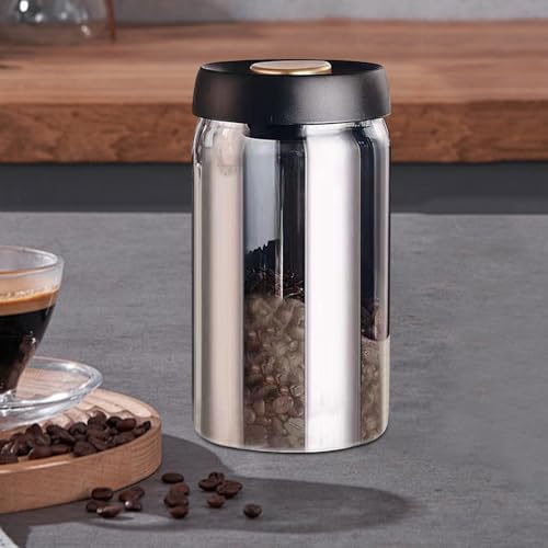 Jinfanshurich Kaffeedose mit Vakuumdeckel, 1200ml Kaffeebohnen Behälter,Kaffeebehälter Aus Glas, Kaffeebehälter Vorratsdose für Kaffee, Coffee Jar with Vacuum Lid für Kaffeebohnen,Kakao, Rund Schwarz Jinfanshurich Kaffeedose mit Vakuumdeckel, 1200ml Kaffeebohnen Behälter,Kaffeebehälter Aus Glas, Kaffeebehälter Vorratsdose für Kaffee, Coffee Jar with Vacuum Lid für Kaffeebohnen,Kakao, Rund Schwarz von Jinfanshurich