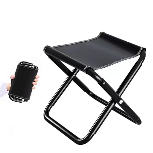 Jinfanshurich Klapphocker Schwarz, 150 KG Belastbar Campinghocker Faltbar, Falthocker verstärkter Kohlenstoffstahlrahmen. von Jinfanshurich