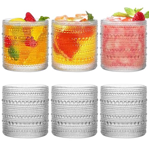 Jinfanshurich Vintage Gläser Set 6 Teilig 280ml, Kristall Whiskeygläser, Kristallgläser Cocktailgläser Eiskaffeegläser Rumgläser, Trinkglas für Hause Restaurants und Partys von Jinfanshurich