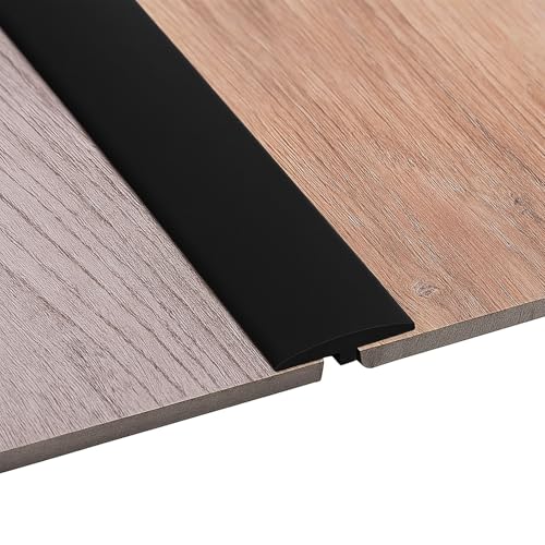 Übergangsprofil selbstklebend, T Profil 5 x 300 cm, Flexible PVC Übergangsleiste Boden für alle Bodenarten, zuschneidbar & wasserfest (Schwarz, 3 M) von Jinfanshurich