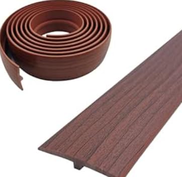 Übergangsprofil selbstklebend, 3 m T Profil, Flexible PVC Übergangsleiste Boden für alle Bodenarten, zuschneidbar & wasserfest (brown) von Jinfanshurich