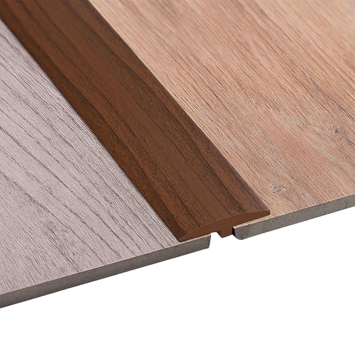 Übergangsprofil selbstklebend, 3 m T Profil, Flexible PVC Übergangsleiste Boden für alle Bodenarten, zuschneidbar & wasserfest (brown) von Jinfanshurich