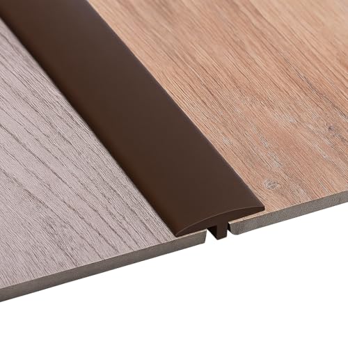 Übergangsprofil selbstklebend, T Profil 5 x 300 cm, Flexible PVC Übergangsleiste Boden für alle Bodenarten, zuschneidbar & wasserfest (Dunkelbraun, 3 M) von Jinfanshurich