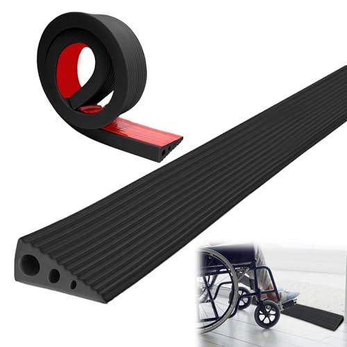 Türschwellenrampen,100x6.5x2.5CM Schwellenrampe,PVC Rollstuhlrampe,rutschfeste Oberfläche,Gummirampe Auffahrrampe Schwellenrampe für Rollstuhl, Kinderwagen, Rollator oder e Scooter Schwarz von Jinfanshurich