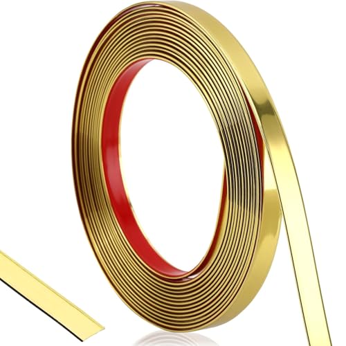 Zierleisten Selbstklebend– 6M Kantenschutz Leiste und Dekoleiste für Kamin, Spiegelrahmen, Möbel und Wandverkleidung – Flexibel Zuschneidbar, Multifunktionale Wandformung Trim, 6m x 2cm Gold von Jinfanshurich