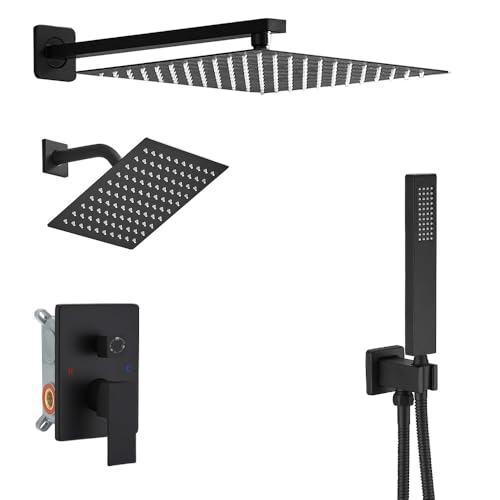 JingGang Duscharmatur Set Mattschwarz Duschsystem Duscharmatur mit Handbrause Wandhalterung 10 Zoll Duschkopf mit 6 Zoll Duschkopf JingGang Duscharmatur Set Mattschwarz Duschsystem Duscharmatur mit Handbrause Wandhalterung 10 Zoll Duschkopf mit 6 Zoll Duschkopf von JingGang