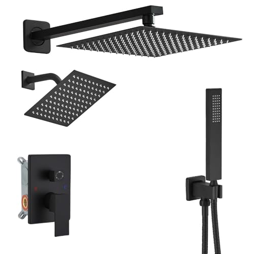 JingGang Duscharmatur Set Mattschwarz Duschsystem Duscharmatur mit Handbrause Wandhalterung 12 Zoll Duschkopf mit 6 Zoll Duschkopf JingGang Duscharmatur Set Mattschwarz Duschsystem Duscharmatur mit Handbrause Wandhalterung 12 Zoll Duschkopf mit 6 Zoll Duschkopf von JingGang