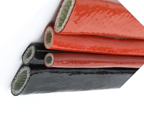 1 m feuerhemmendes Fiberglasrohr, silikonbeschichtete geflochtene Hülle for Verdrahtung und Kabel, 300 °C hitzebeständig(Red,12mm) von JingJiangBo