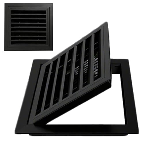 JingJiangBo 1 Stück langlebige Zugangsklappe aus Aluminiumlegierung, 24 x 24 – wasserdichte Inspektionstür mit Jalousie for Sanitäranlagen und Lüftungsöffnungen(Black,17.7x19.7in) von JingJiangBo