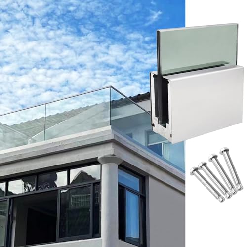 JingJiangBo Aluminium-Glasgeländerklemme – 10–17 mm (Pool-/Balkon-/Treppen-Set, einfache Installation)(Silver,L 0.8M/31.5 Inch) von JingJiangBo