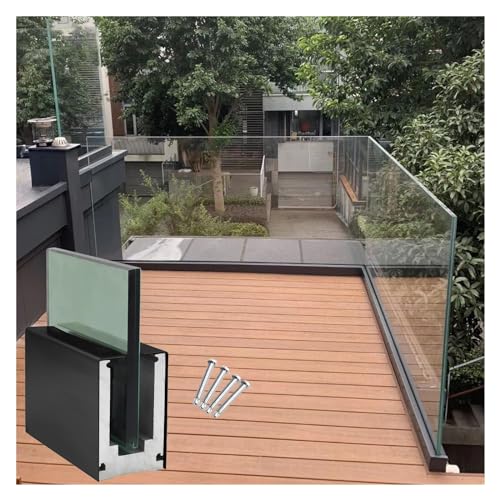 JingJiangBo Robuste Zapfenklemme aus Aluminium for Glasgeländer for Poolzäune, Balkone und Terrassen – einfache Installation mit komplettem Kit(Black,0.5m/20in Glass Clamp) von JingJiangBo