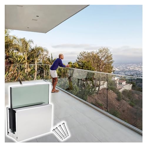 JingJiangBo Robuste Zapfenklemme aus Aluminium for Glasgeländer for Poolzäune, Balkone und Terrassen – einfache Installation mit komplettem Kit(Silver,1m/40in Glass Clamp) von JingJiangBo