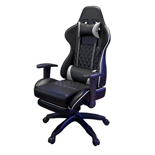 Ergonomischer Gaming Stuhl Mit Fußstütze Und Lendenwirbelstütze, Schreibtischstuhl PC Gamer Chair Mit 125° Rückenlehne, Höhenverstellbar, 360° Drehbar, Kopfstütze, Belastbar Bis 150 Kg(Black) von JingNian