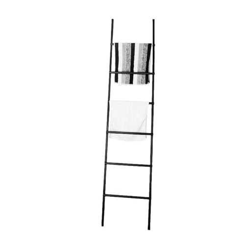 Handtuchleiter Aus Metall 6 Sprossen Freistehende Wäscheleiter Für Handtücher Kleidung Badezimmer Wohnzimmer Büro Dekorative Leiter(Black) von JingNian