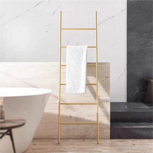 Handtuchleiter Aus Metall 6 Sprossen Freistehende Wäscheleiter Für Handtücher Kleidung Badezimmer Wohnzimmer Büro Dekorative Leiter(Gold) von JingNian