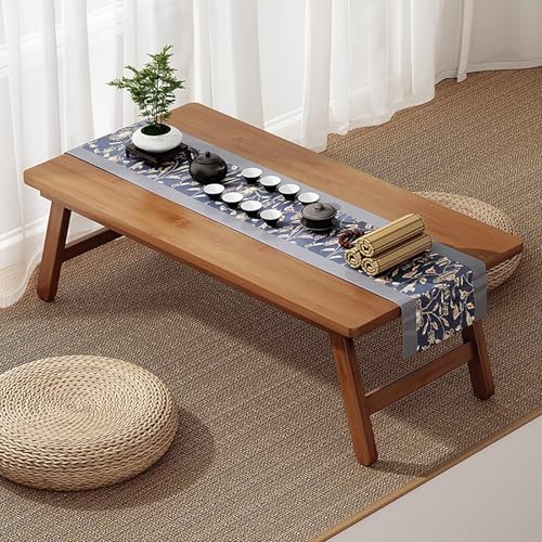 Japanischer Tatami Tisch aus Holz, Faltbarer Coffee Table, Zen Tee Tisch für Boden Sitzen, Wohnzimmer, Büro, Kleiner Multifunktionaler Low Table(57cm) von JingNian