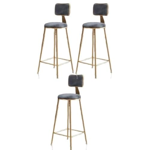 JingNian Barhocker Set Barstühle mit Rückenlehne und Fußstütze, Barstuhl aus Kunstleder im Vintage Design für Küche, Theke und Esszimmer(D(3PCS),65cm) von JingNian