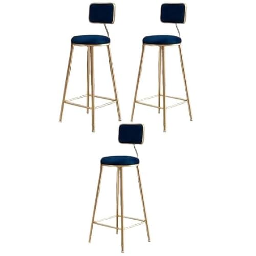 JingNian Barhocker Set Barstühle mit Rückenlehne und Fußstütze, Barstuhl aus Kunstleder im Vintage Design für Küche, Theke und Esszimmer(F(3PCS),65cm) von JingNian
