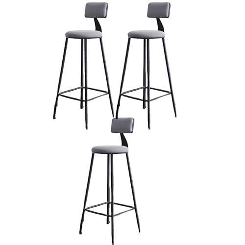 JingNian Barhocker Set Barstühle mit Rückenlehne und Fußstütze, Barstuhl aus Kunstleder im Vintage Design für Küche, Theke und Esszimmer(J(3PCS),75cm) von JingNian
