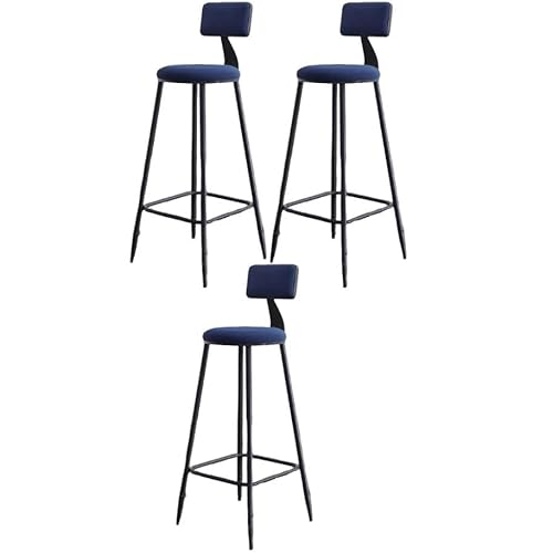JingNian Barhocker Set Barstühle mit Rückenlehne und Fußstütze, Barstuhl aus Kunstleder im Vintage Design für Küche, Theke und Esszimmer(K(3PCS),65cm) von JingNian
