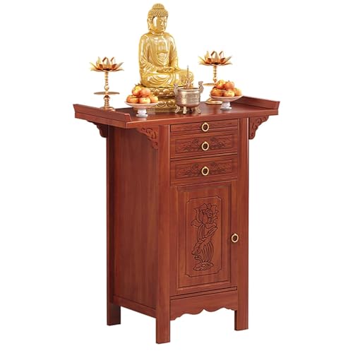 JingNian Buddha-Altartisch, PersöNlicher SchreinstäNder, Bambus-Altartisch mit Aufbewahrung füR Gebetsmeditation(26.8in/68cm) von JingNian