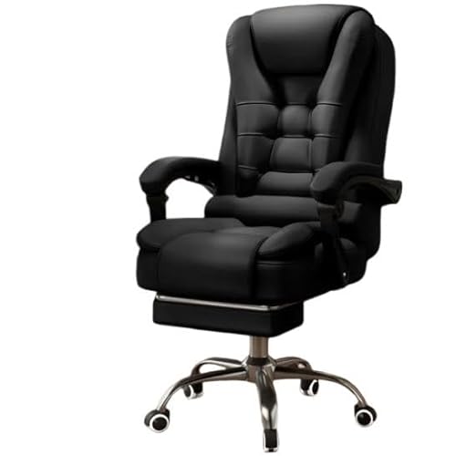 JingNian Bürostuhl Ergonomisch mit Fußstütze, Hohe Rückenlehne, Breite Kopfstütze, Reclinable bis 135°, Komfortabler Schreibtischstuhl für Büro, Gaming oder Home Office(Black) von JingNian