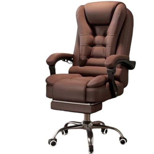 JingNian Bürostuhl Ergonomisch mit Fußstütze, Hohe Rückenlehne, Breite Kopfstütze, Reclinable bis 135°, Komfortabler Schreibtischstuhl für Büro, Gaming oder Home Office(Brown) von JingNian