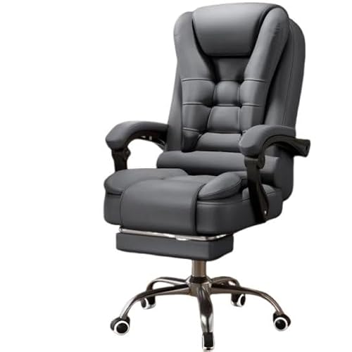 JingNian Bürostuhl Ergonomisch mit Fußstütze, Hohe Rückenlehne, Breite Kopfstütze, Reclinable bis 135°, Komfortabler Schreibtischstuhl für Büro, Gaming oder Home Office(Gray) von JingNian