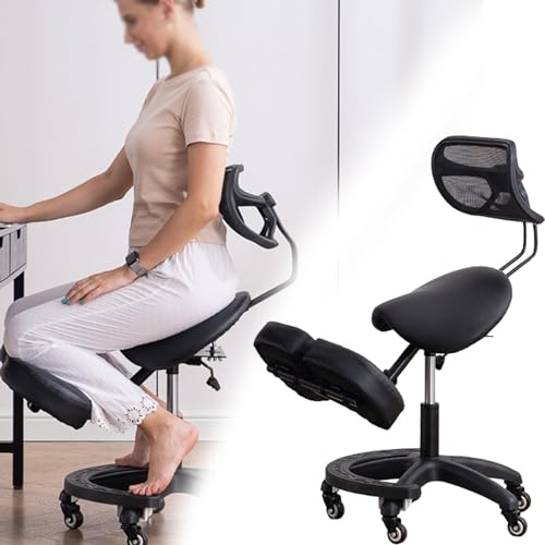 JingNian Ergonomischer Kniestuhl Mit Rückenlehne, Höhenverstellbarer Bürostuhl Mit Gaslift Und Rollen, Hocker Für Büro, Zuhause, Studio, Dental Und Salon JingNian Ergonomischer Kniestuhl Mit Rückenlehne, Höhenverstellbarer Bürostuhl Mit Gaslift Und Rollen, Hocker Für Büro, Zuhause, Studio, Dental Und Salon von JingNian