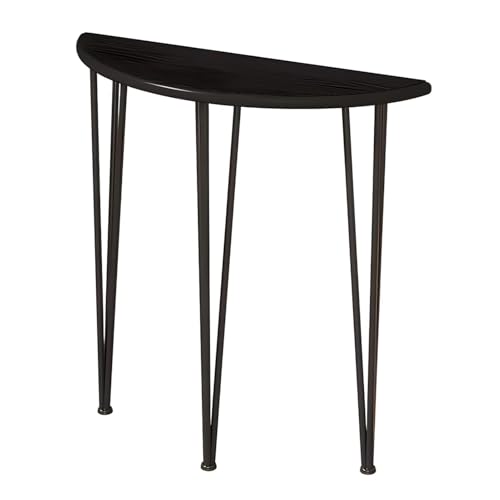 JingNian Halbkreis Konsolentisch, Schmaler Holz-Eingangstisch Mit Und Metallgestell, Halbrunder Accent Table Für Flur, Wohnzimmer Und Büro, Kompakt Und Praktisch(Black,80x25x90cm/31x10x35in) von JingNian